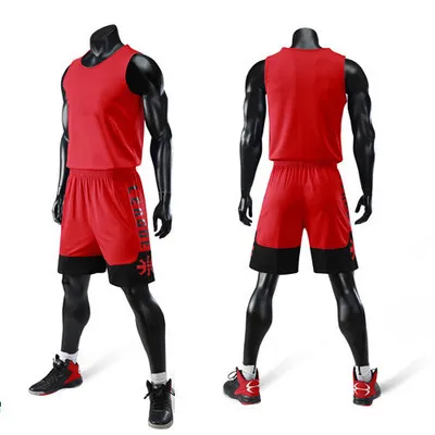 Баскетбольные майки, набор для мужчин, женщин и мальчиков, набор тренировочных Джерси с карманами, спортивные костюмы, дышащая командная баскетбольная форма на заказ - Цвет: 1808 red