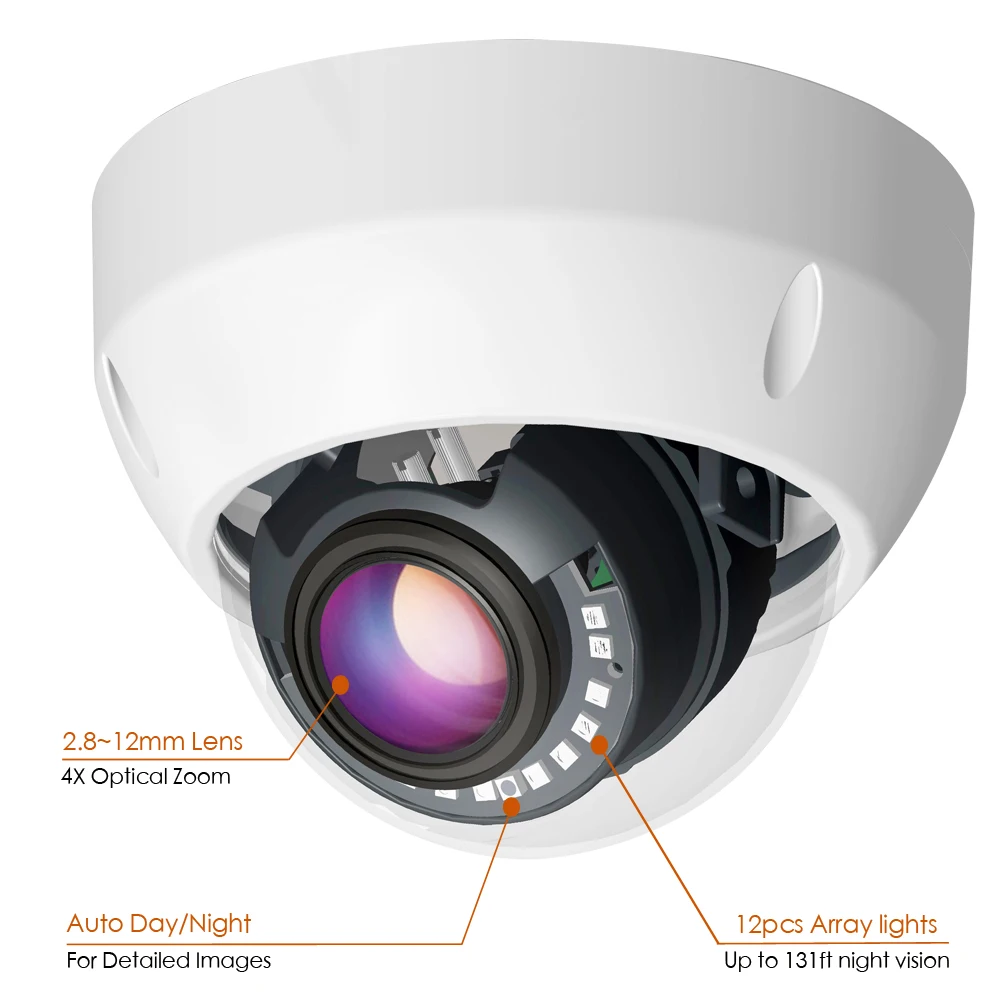 HD 5MP POE купольная ip камера ONVIF H.265 4X оптический зум объектив WDR Открытый ИК монитор