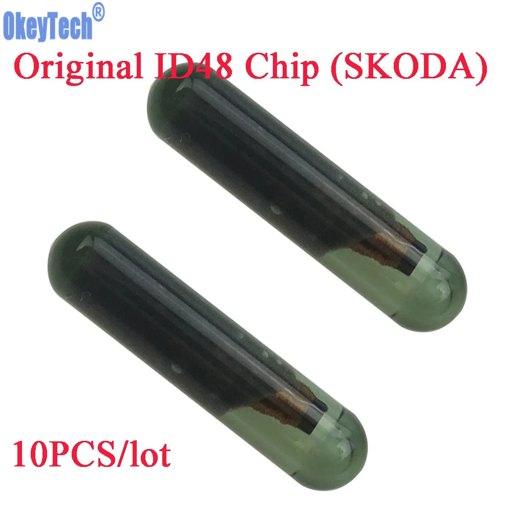

OkeyTech 10pcs/lot Original Car Key Chip CAN (A4) ID48 Transponder Chip Glass Tube Unlock ID48 Chip for SKODA Key High Quality