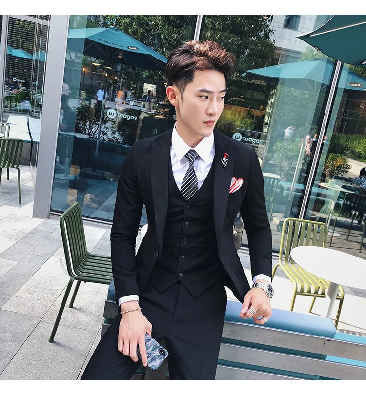 (Куртка + брюки + жилет) роскошный мужской свадебный костюм мужские приталеные блейзеры, костюмы для мужские костюмы деловые Официальные