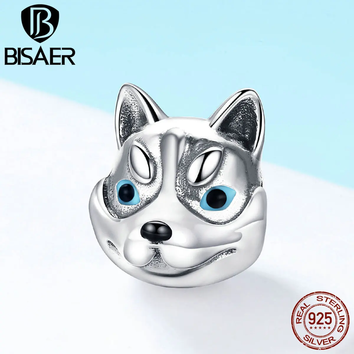 BISAER горячая Распродажа 925 пробы серебряные подвески Huskie Dog Husky бусины для животных браслет подлинные серебряные ювелирные изделия ECC836