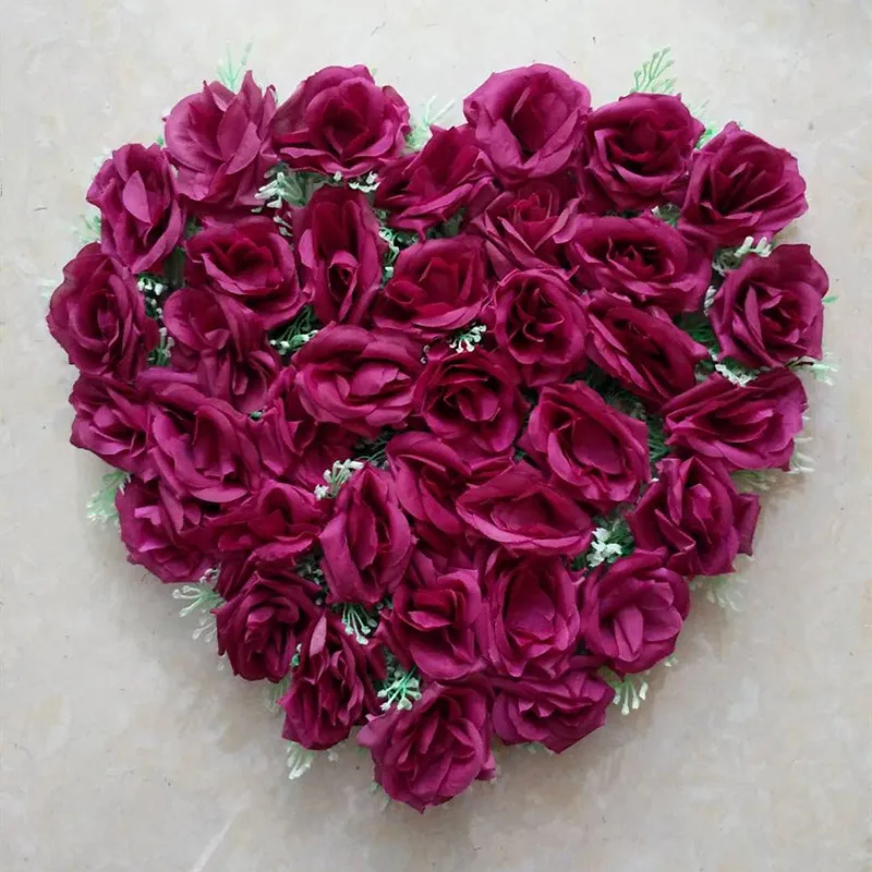40x38cm Artificial Silk Heart Shape Lovely Rose Flower Ball for Wedding Car Door Floral Centerpiece Valentines Decorations