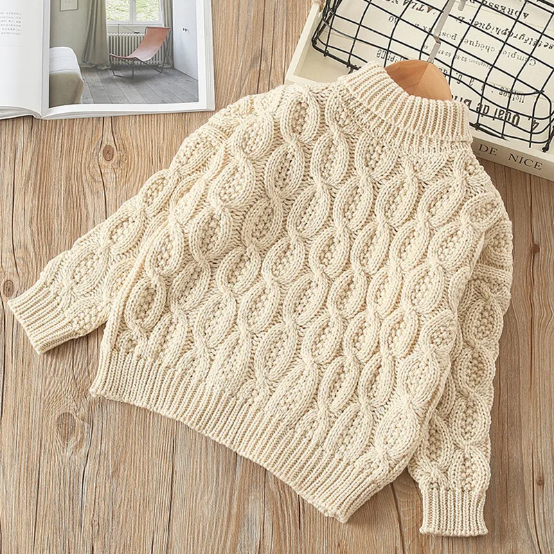 

DFXD England Style Children Sweater Spring Autumn Baby Girl Boy Soild Color Long Sleeve Turtleneck Cotton Pullover Knitwear 2-8Y