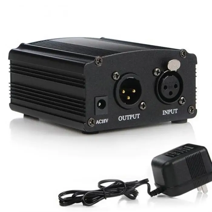 48V фантомный источник питания с адаптером и XLR аудио кабелем для любого конденсаторного микрофона музыкального записывающего оборудования US Plug-Drop