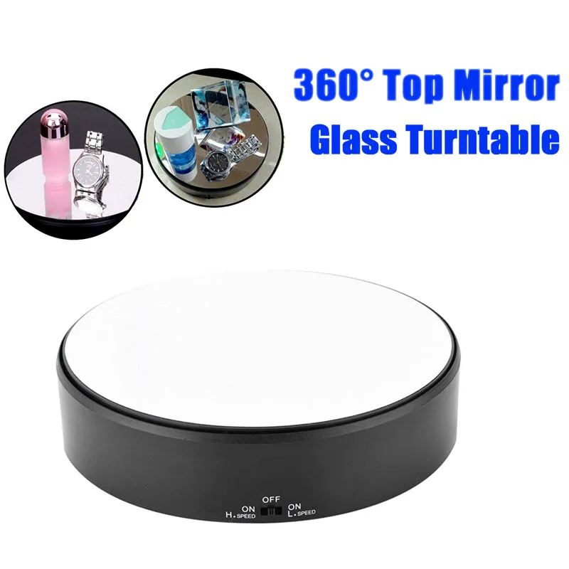 360° Mirror Top Rotating Rotary Turntable Display Stand Jewelry Show Holder