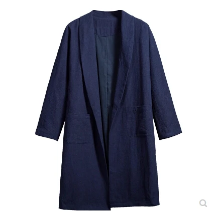 Китайский Тренч мужское длинное пальто в стиле ретро Хлопковая мужская Осенняя