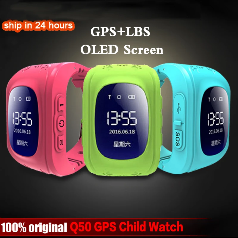 

Anti Lost Q50 OLED Child GPS Tracker SOS Smart Monitoring Positioning Phone Kids GPS Baby Watch Compatible IOS & Android