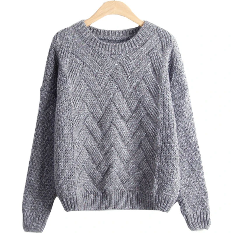 

2019 Autumn And Winter New Korean Version The Sweater Thick Rods Plaid Knitting Sweaters Women Loose Pullover Vestidos MMY16933