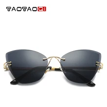 Бренд taotaoqi, кошачий глаз, солнцезащитные очки для женщин, дизайнерские, индивидуальные, без оправы, винтажные мужские солнцезащитные очки, UV400, солнцезащитные очки, oculos de sol