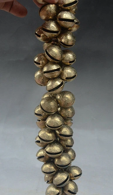 

8" Old RareChina Bronze Cowbells Sacrifice Exorcism Necklace Amulet Small bell