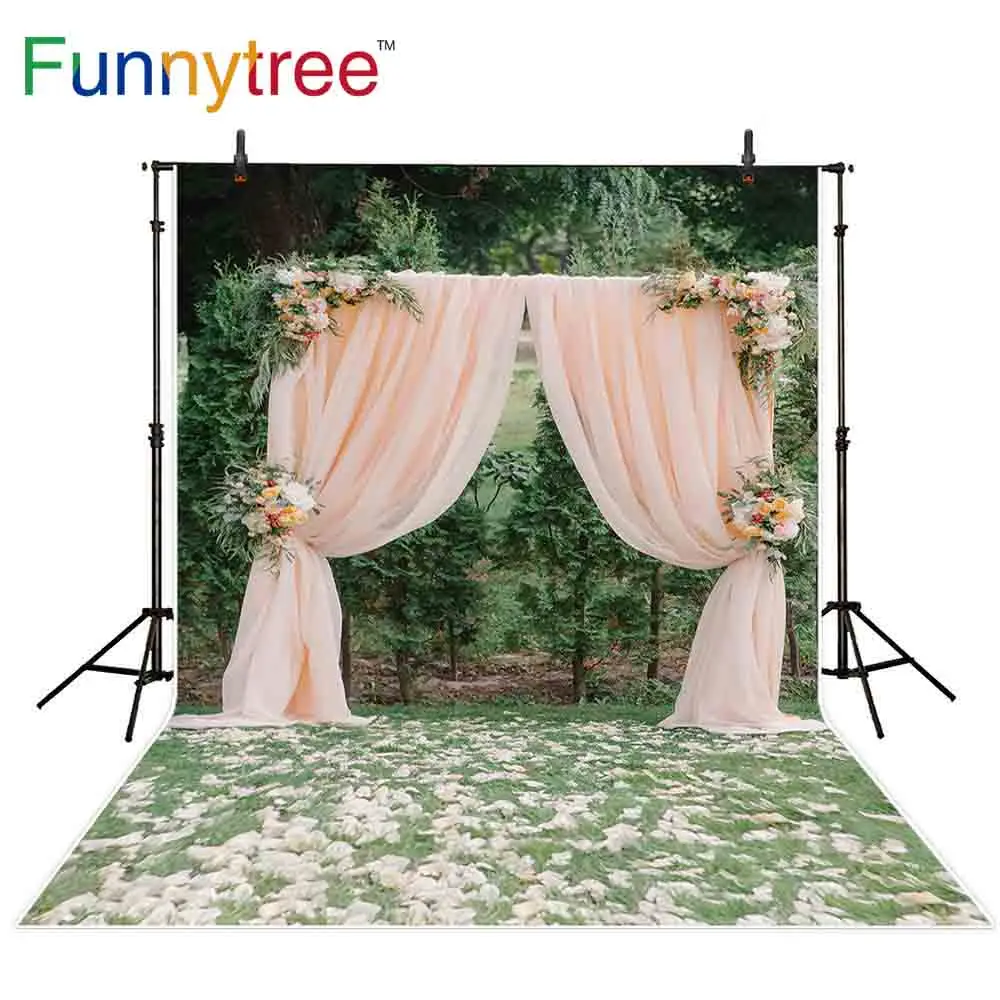 

Funnytree wedding backdrop photography wreath rustic forest flower photographic background photobooth photocall photozone vinyl