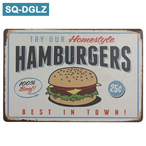 [SQ-DGLZ] хот-дог/мороженое/торт/гамбургер металлический знак бар настенный декор оловянный знак винтажный домашний декор живопись таблички художественный плакат - Цвет: 0206