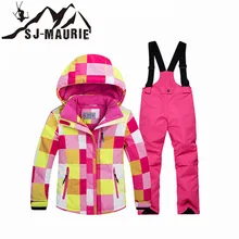Зимние лыжные костюмы для мальчиков и девочек, водонепроницаемые лыжные костюмы для катания на лыжах и сноуборде, походные детские лыжные куртки+ штаны