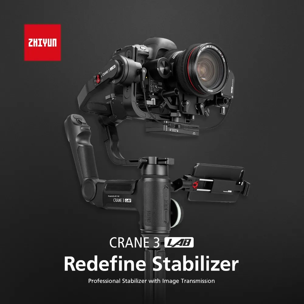 ZHIYUN Crane 3 LAB 3-осевой беспроводной FHD Стабилизатор камеры передачи изображения для sony A7M3 A7R3, Canon 1DX II 6D, Nikon D850 DSLR