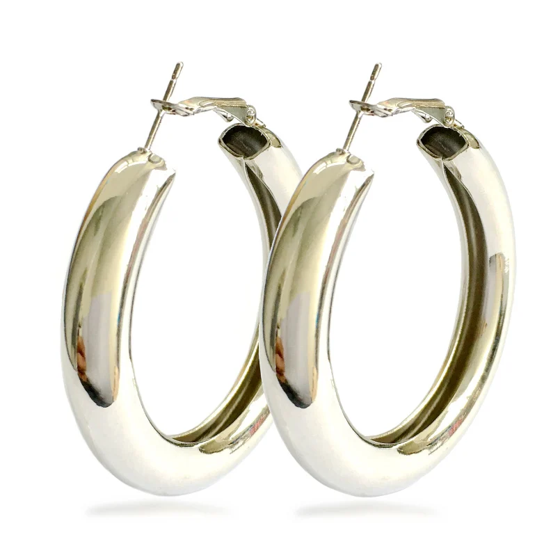 MANILAI 50 мм Диаметр широкие сплав серьги-кольца в стиле панк Модные ювелирные изделия массивные серьги для женщин Brincos круглые подарок - Окраска металла: Silver