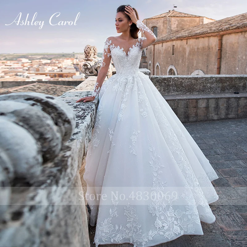 Свадебное платье с длинным рукавом Ashley Carol 2020 ТРАПЕЦИЕВИДНОЕ ПЛАТЬЕ аппликацией