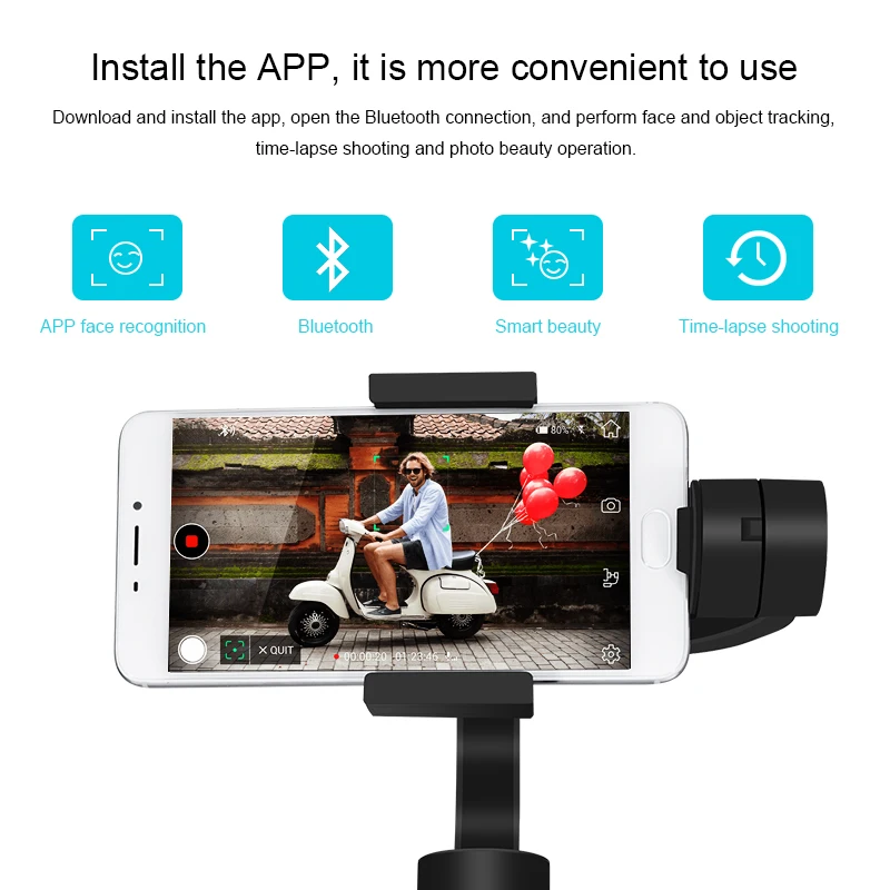 SOOCOO Gimbal устойчивая платформа 3-осевая стабилизированная портативный монопод с шарнирным замком расширение мобильного телефона стабилизатор видео стабилизатор Поддержка уход за кожей лица фон для фотосъемки