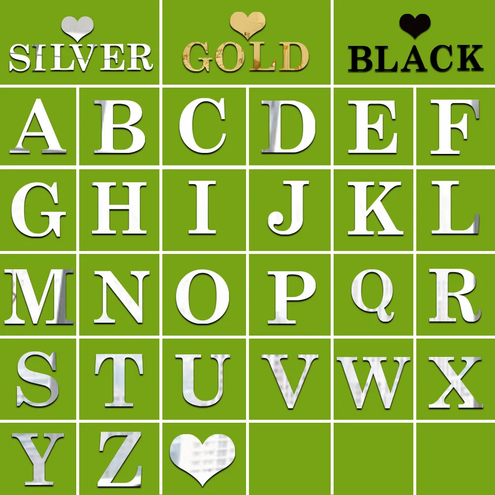 

Creative DIY 26English Alphabet Case Acrylic Decorative Sticker Dor Kids Rooms Home Decor Mirror Wall Stickers Learning Supplies