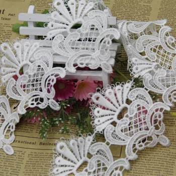 

5Yards Polyester Sewing Lace Trim Bridal Dress Embroidered White Ribbon Lace Black Lace Fabric For Wedding Dress 11cm Width