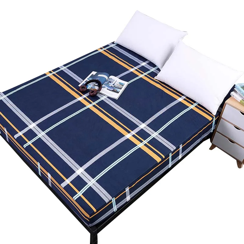 Simplicity Pure Pattern Printing Brushed Fitted Sheet Mattress Cover With Elastic Band Soft Bedding