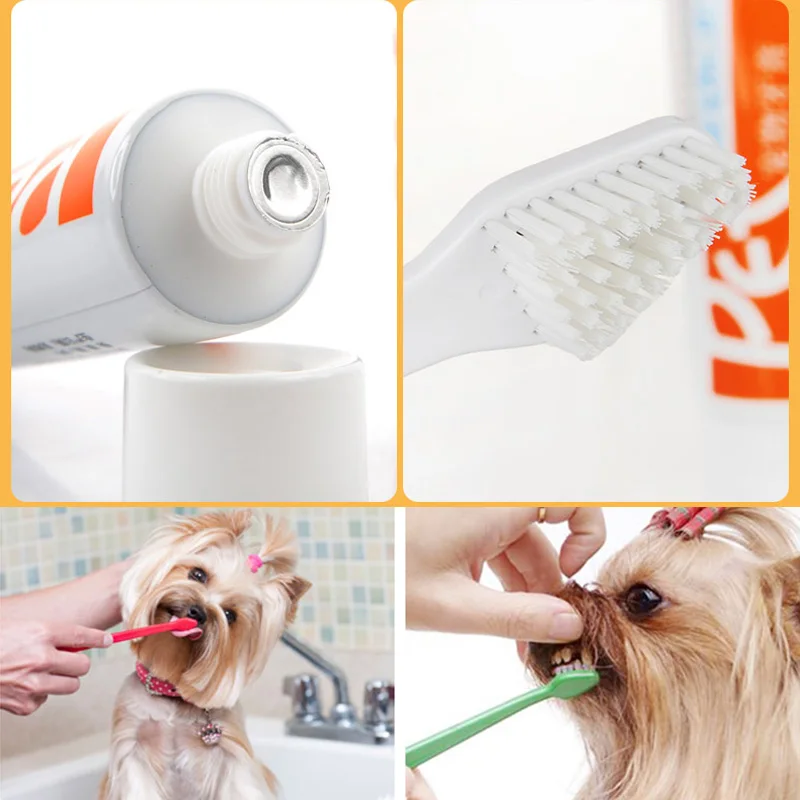 Собака Щенок зубная паста для кошек набор зубных щеток нетоксичный безопасный отбеливание зубов Чистка - Цвет: As show