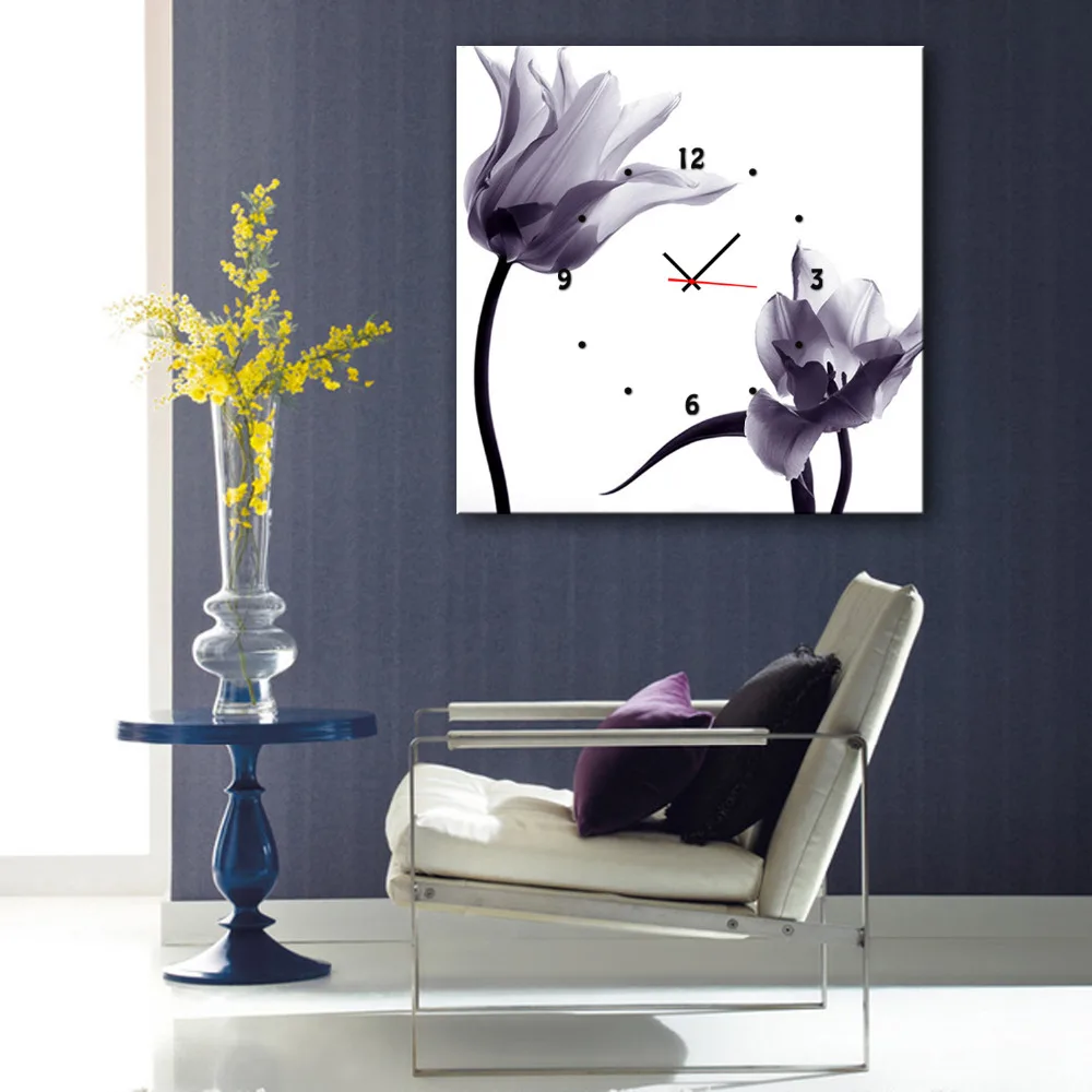 

1 Piece Unframed Plain Flowers Clock Canvas Painting wall Art can ce used for clock For Living Room Home Decor