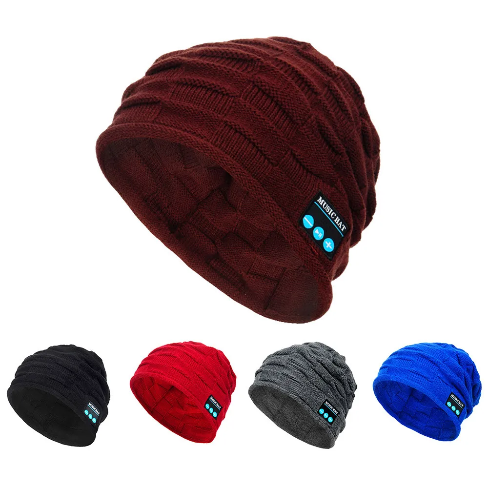 

2018 Winter Unisex Caps Bluetooth Wireless Smart Beanie Hat with Music Speaker Warm Knitted Hats for Men Women