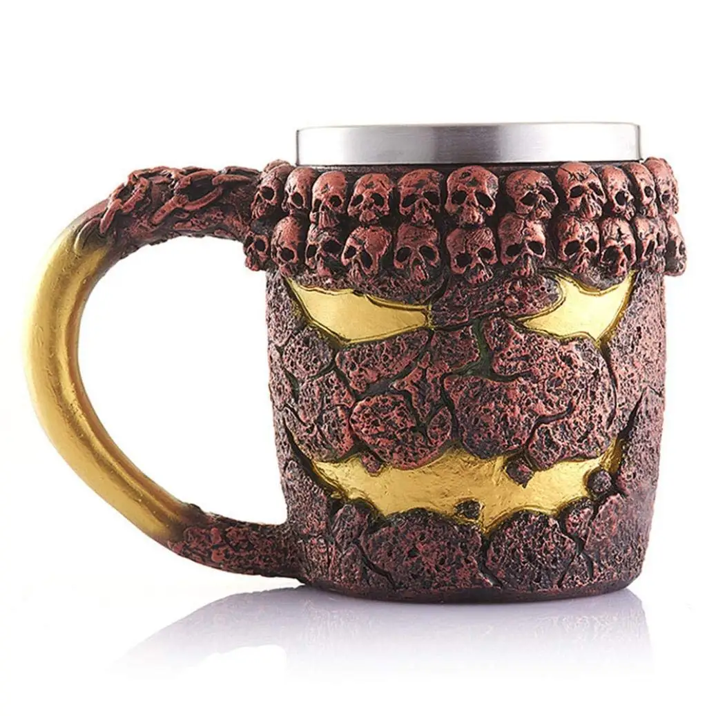 3D Дракон Викинг кружка нержавеющая сталь Череп смолы кофе чашки путешествия чай вино пиво чашки для напитков подарки для мужчин Fathe