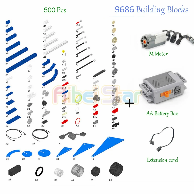 

Aibei Star-Technic compatible Legoes 9686 DIY Building Block parts.Motor Battery Box Aid Set For Technology Legoing MOC 9686.