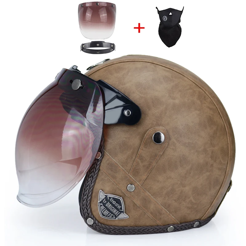 Ретро винтажный немецкий стиль мотоциклетный шлем 3/4 открытый шлем Скутер Чоппер Крузер Байкер Мото шлем очки маска - Цвет: a5