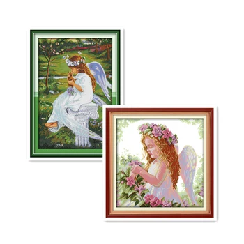 

Joy Sunday A Beautiful Angel Chinese Cross Stitch Kits Ecological Cotton Clear Stamped Printed 14CT 11CT DIY Wedding Decoration