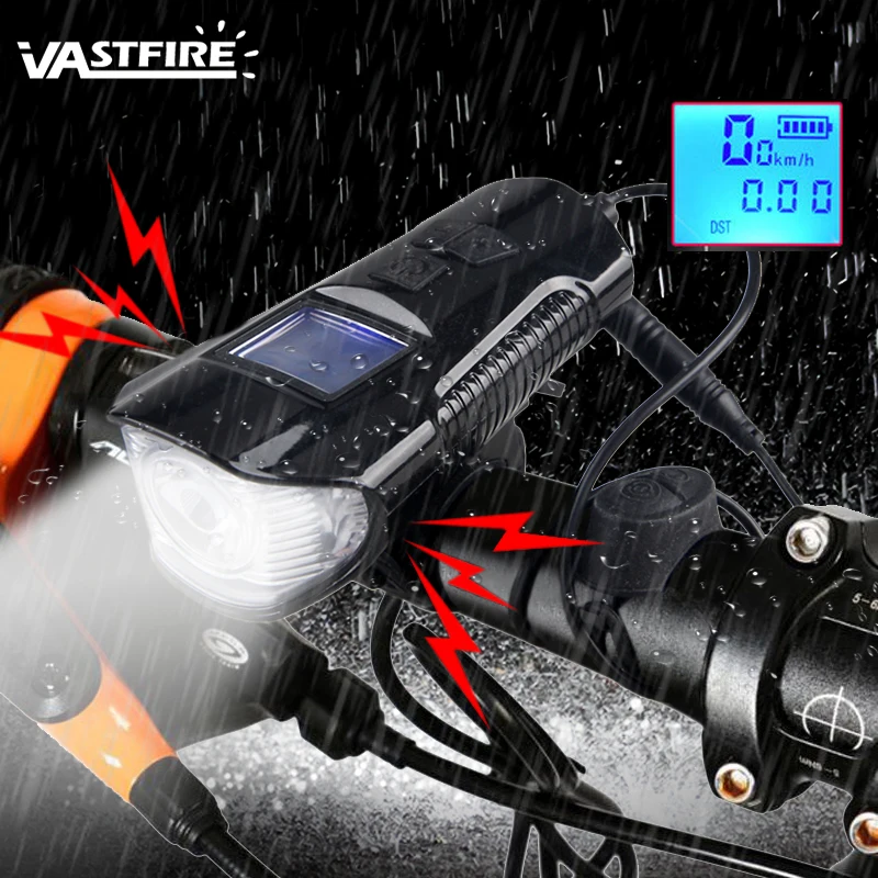 

Bicycle Light Bike Front Lamp USB Rechargeable Flashlight With Bike Computer Speedometer Odometer Bicycle Light Horn Bell