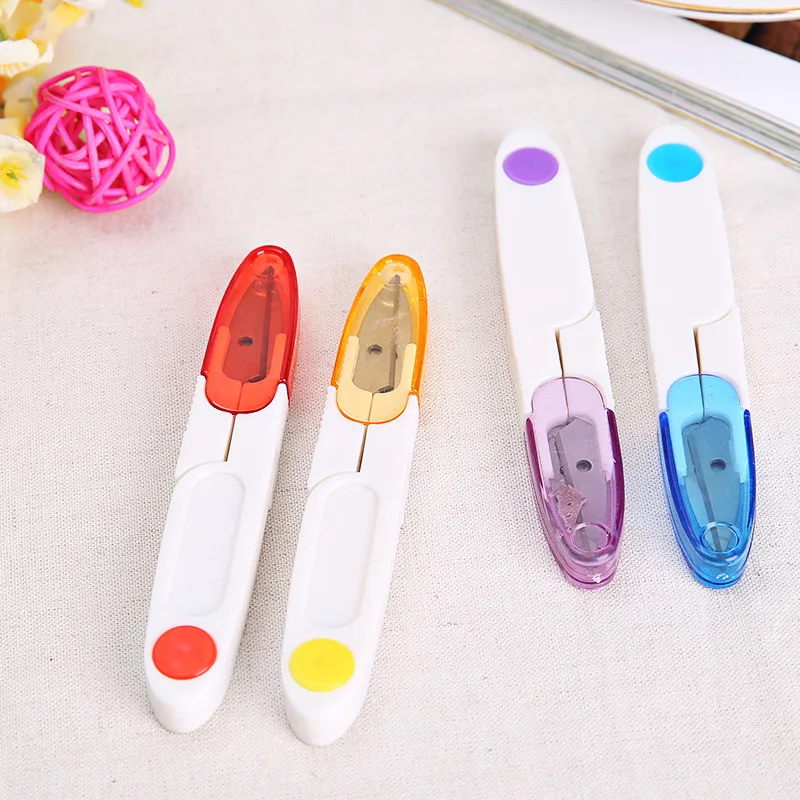 U-shaped Scissors Cross-stitch Embroidery Scissors Safety Small Yarn Cut Color Transparent Cover Scissors Spring Yarn Scissors