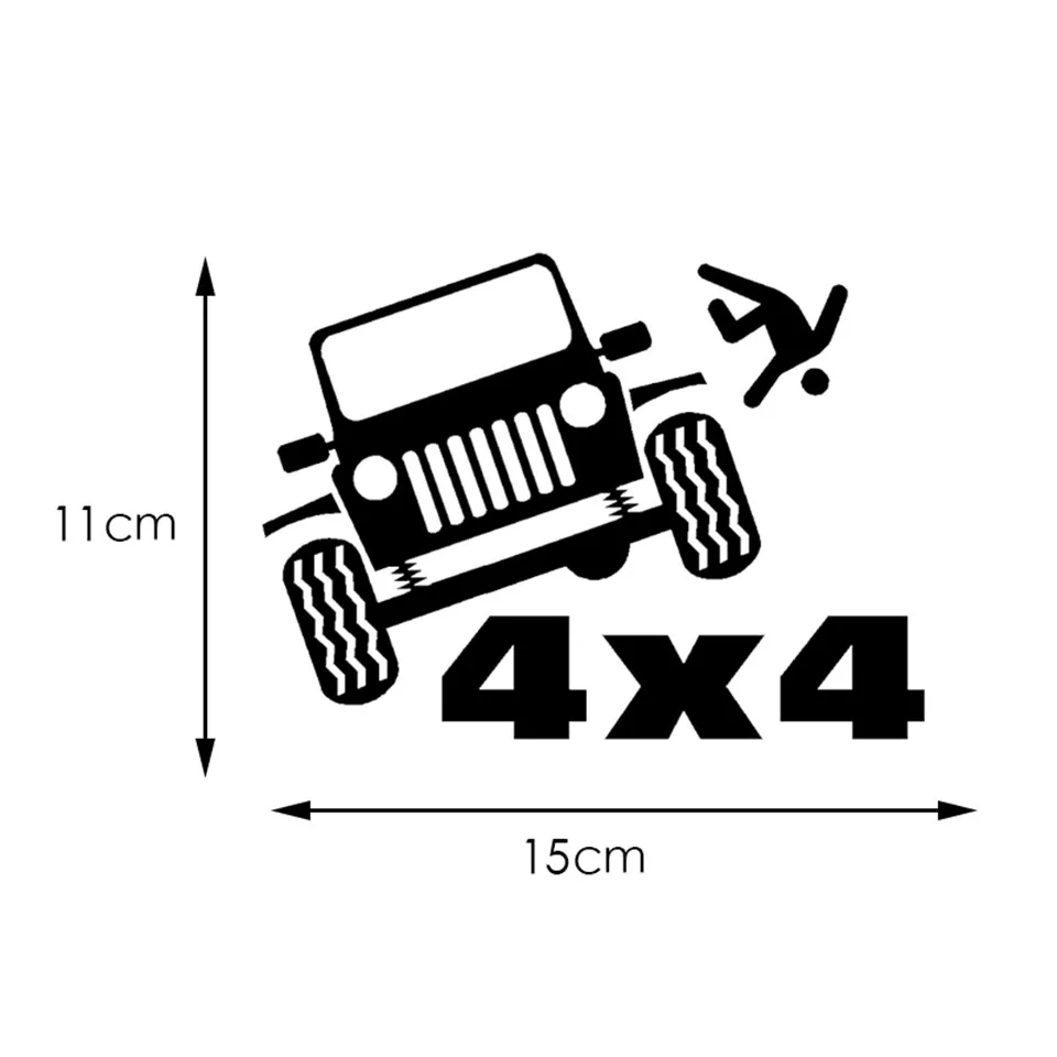 15cm11cm 4x4 Funny Vinyl Car-styling Decal Motorcycle Car Sticker BlackSilverLaser (1)