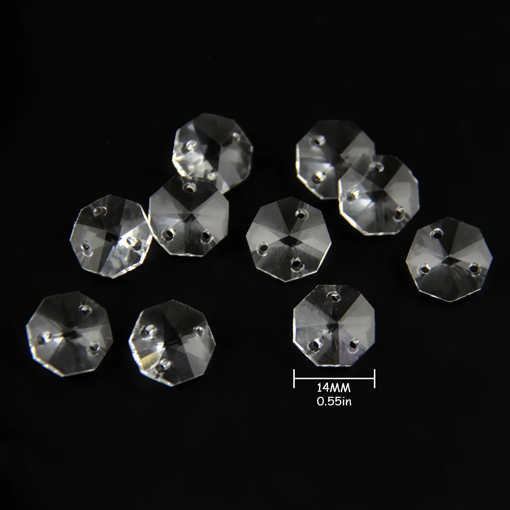 

3 holes 14mm octagon beads,100pcs/lot, crystal bead curtain partition entranceway curtain beads diy crystal lamp accessories