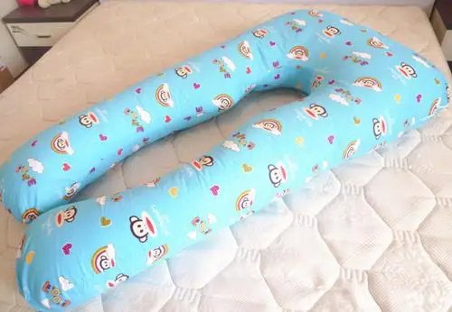 Многофункциональная u-образная хлопковая Подушка для беременных, подушка для поддержки поясницы для беременных женщин, мультяшная обезьяна, кошка - Цвет: Rainbow Monkey
