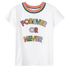 Радужный стоячий воротник красочные яркие буквы-наклейки простые белые хлопковые женские футболки женские летние футболки