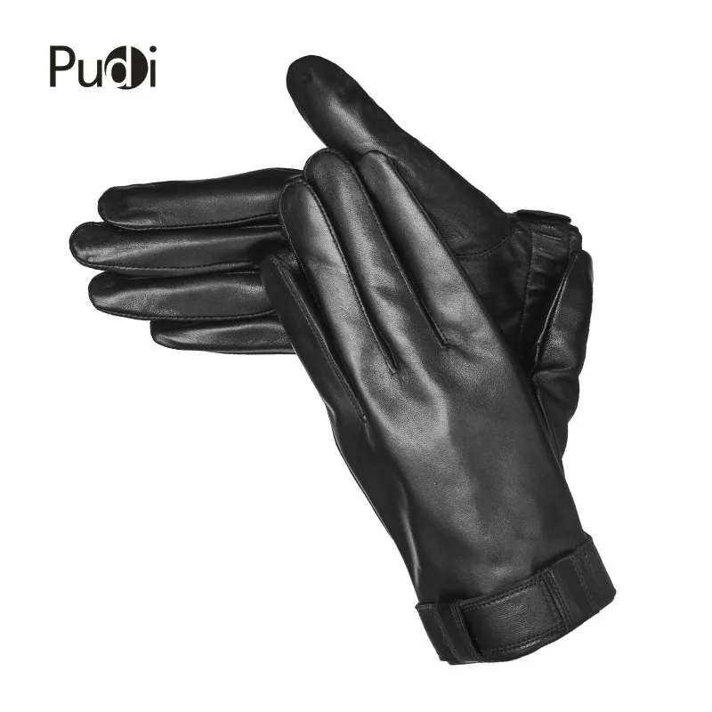 

Pudi GL864 man 2018 winter new genuine leather real fur glove real leather high quality one fur mans' gloves black color