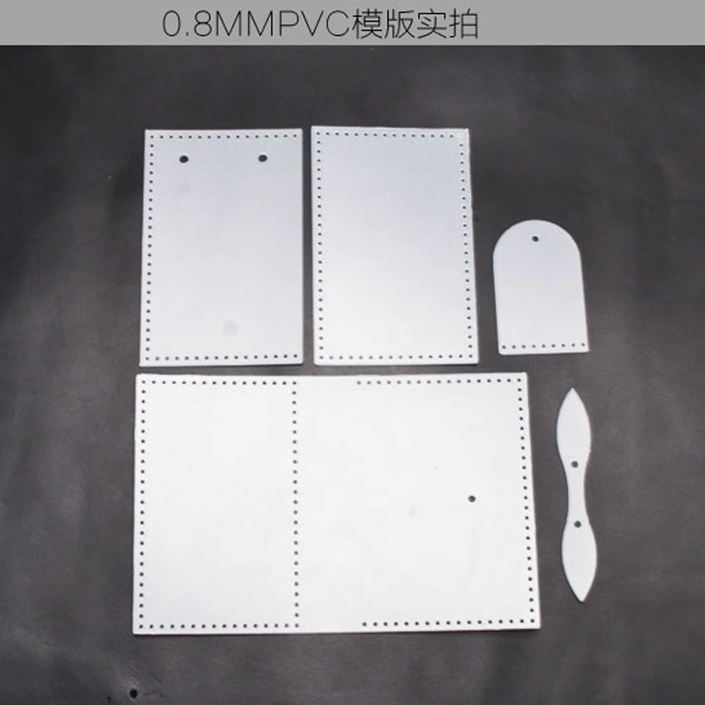 DIY leather wallet key ring card holder pvc template sewing