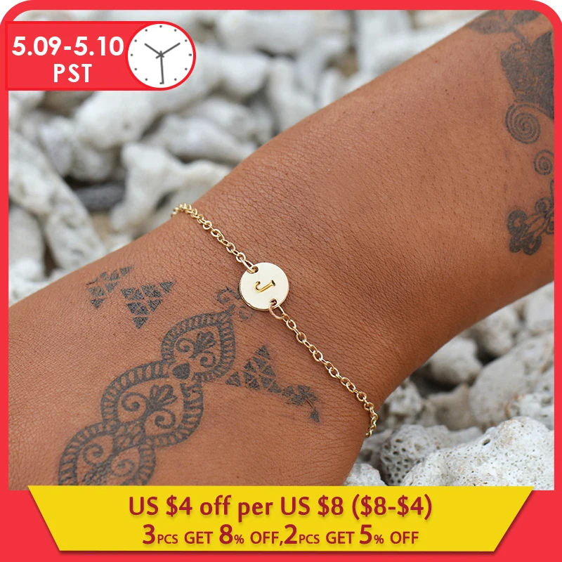 

17KM Boho Letter Anklets Bracelets For Women Fashion DIY Handmade Word Bracelet & Bangle Vintage Foot Jewelry Party Wholesale