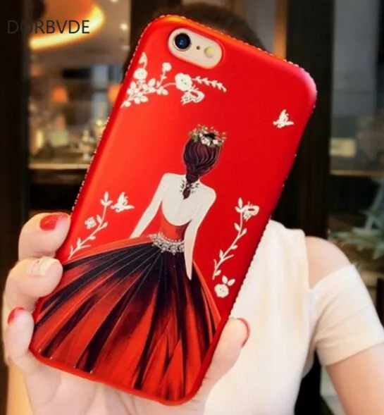 Роскошные бриллианты рамка мягкие чехлы для iPhone 5S 6 7 8X6 S plus 7 8 plus Красота девушки цифры задняя крышка Capas 100 шт