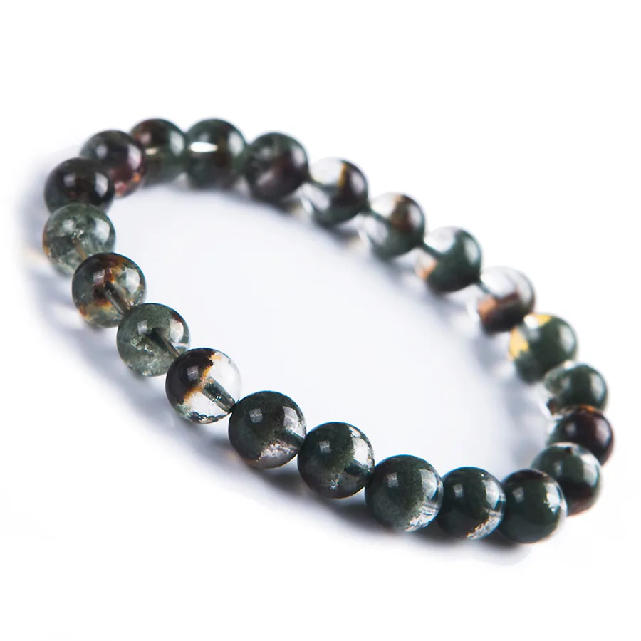 

Natural Green Phantom Quartz Crystal Clear Round Beads Fashion Women Charm Bracelet AAA