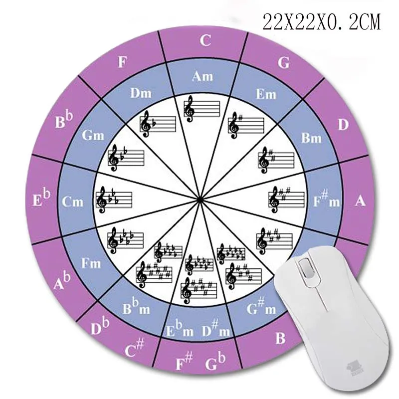 Музыкальный символ фортепиано цветной резиновый противоскользящий компьютерный ноутбук круглый игровой коврик для мыши персидский ковёр coaster 200X200/220X220 мм коврик - Цвет: 220X220X2MM