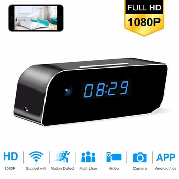 

1080P WIFI Mini Camera Time Alarm Clock Wireless Motion Sensor IP Security Night Vision Micro Home Remote Monitor hidden TF card