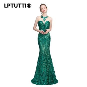 

LPTUTTI Sequined Voile New For Women Elegant Gratuating Date Ceremony Party Prom Formal Gala Luxury Long Evening Dress