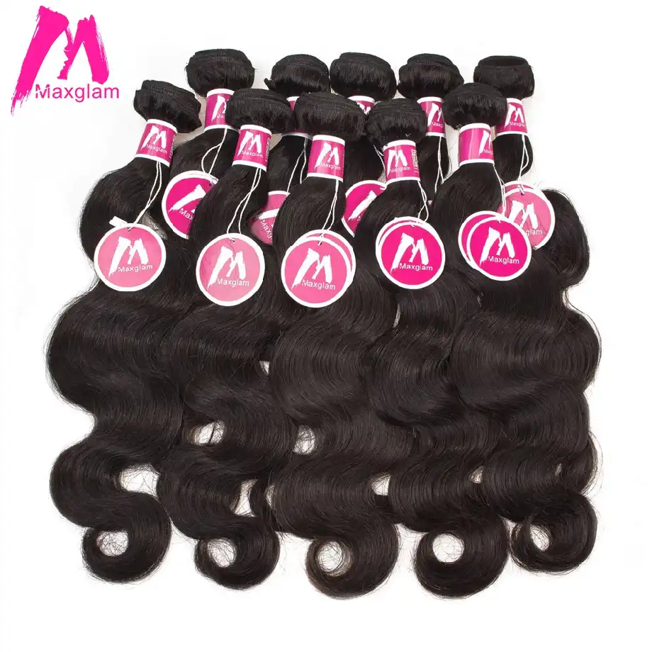 Maxglam Human Hair Bundles Brazilian Hair Weave Bundles Wholesale