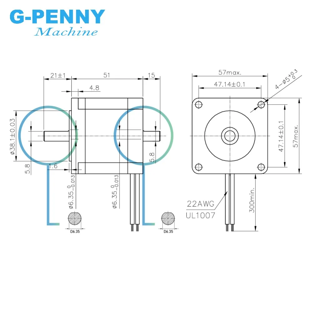 NEMA23 محرك متدرج المزدوج رمح 57X51mm 2.0A 1.1N.m يخطو موتور 157Oz-in مزدوجة رمح نيما 23 CNC ل 3D طابعة