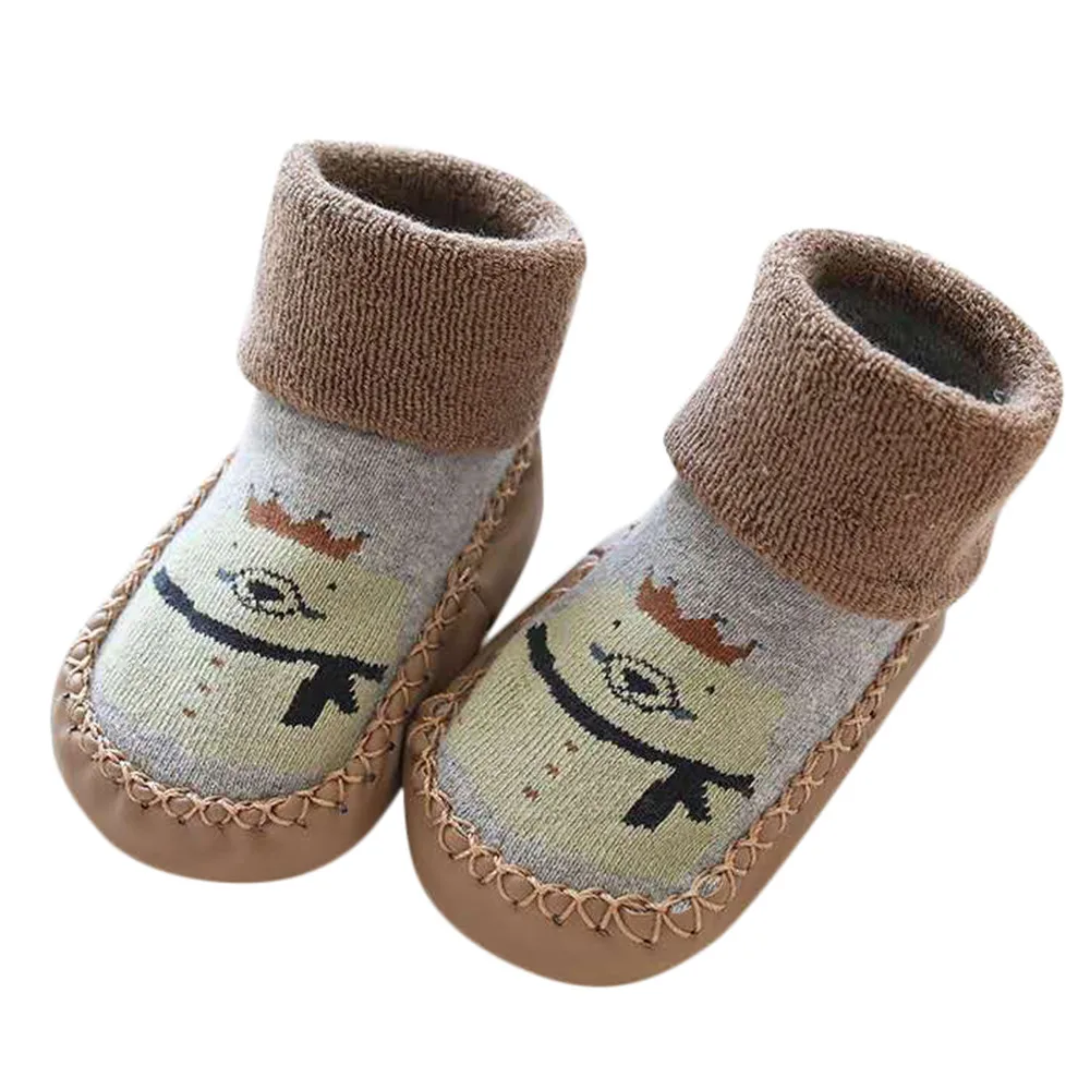 Нескользящая обувь с рисунками животных для маленьких мальчиков и девочек вязаные теплые носки для малышей дизайнерские носки хлопковые носки для малышей