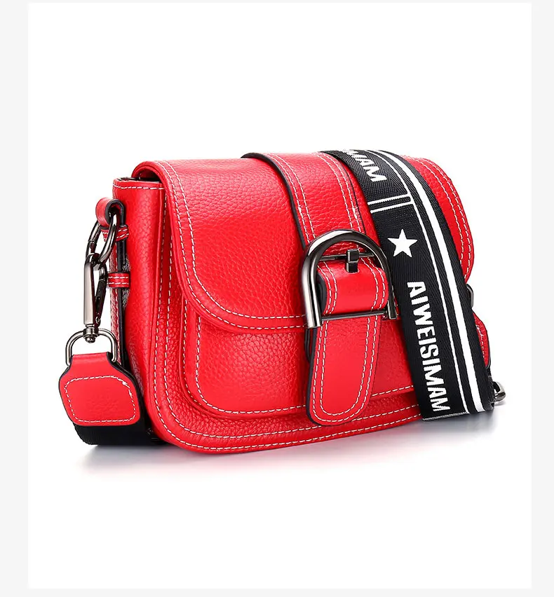 Fashion Women Crossbody Bag High Quality Genuine Leather Ladies Broad Shoulder Bag Solid Small Square Cowhide Messenger Bag