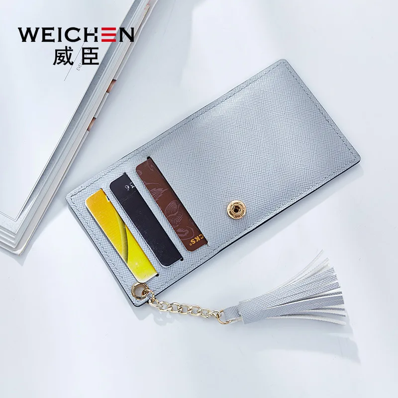 WEICHEN Long Hasp Tassels Wallet For Women, Solid Color Change Purse Coin Pocket Card Holder Fashion Lady Wallets Clutch Female